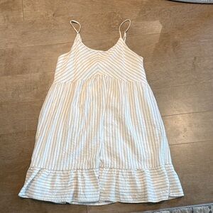 Altar'd State White and Beige Striped Mini Dress